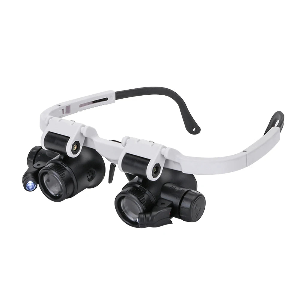 Lunettes-loupes télescopiques avec 2 LED – grossissement 8X, 15X, 23X pour réparation de montres, bijouterie et lecture.