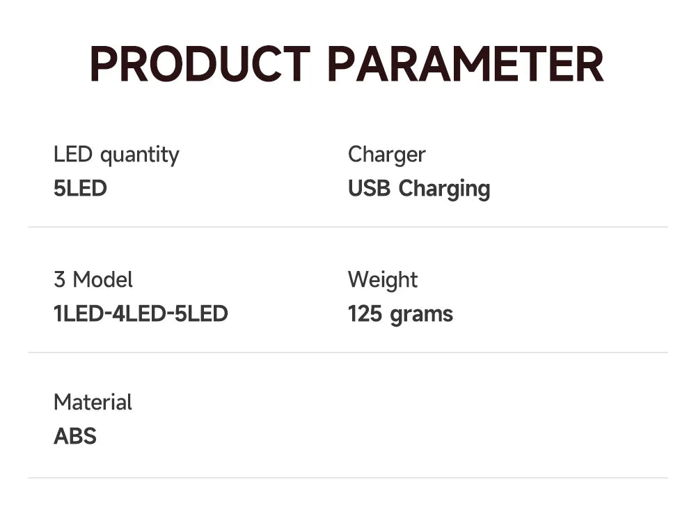 Lampe frontale 5 LED  avec batterie intégrée rechargeable , éclairage puissant pour camping, aventure et pêche.