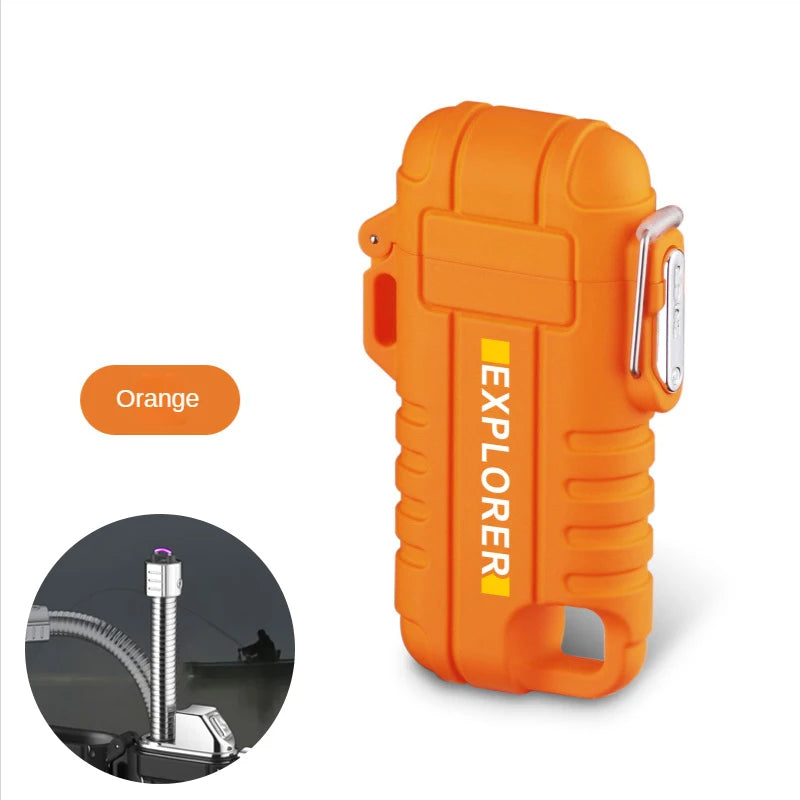 Briquet plasma sans flamme double arc étanche, rechargeable par USB, avec coupe-vent, pour l'extérieur.