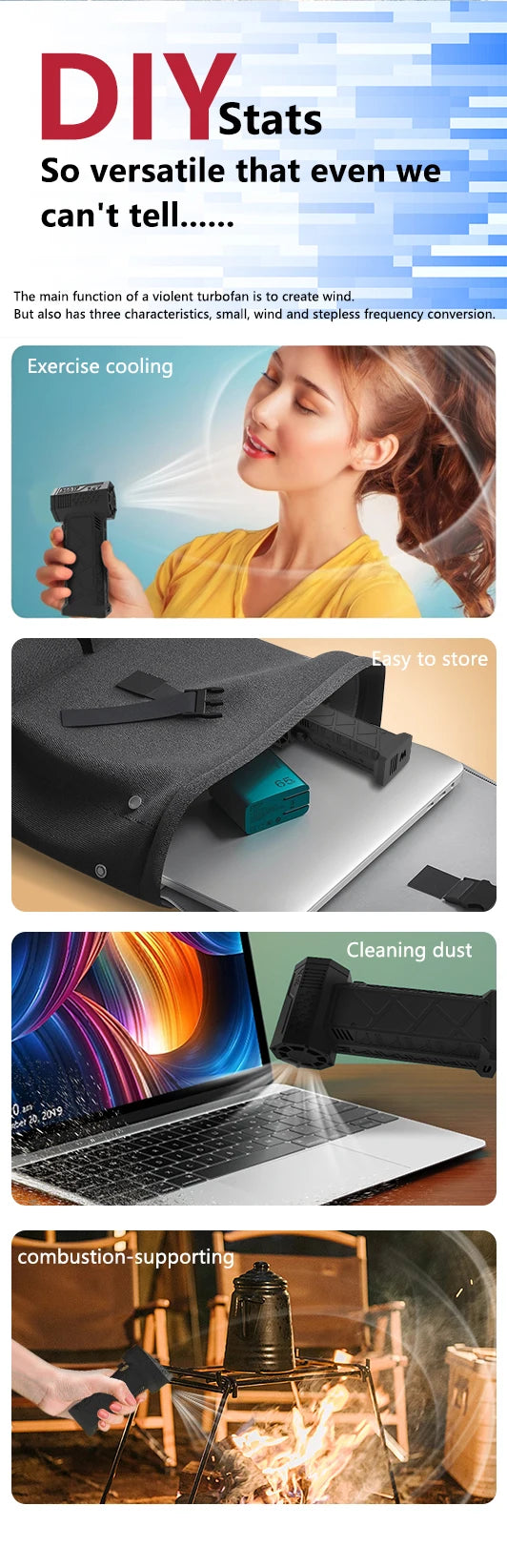 Turbo ventilateur souffleur 130000tours/min rechargeable USB