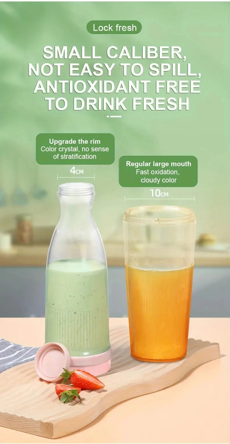 Mixeur Blender 6 lames pour Smoothie, Milkshake, portable et rechargeable par USB, Bouteille Sport.