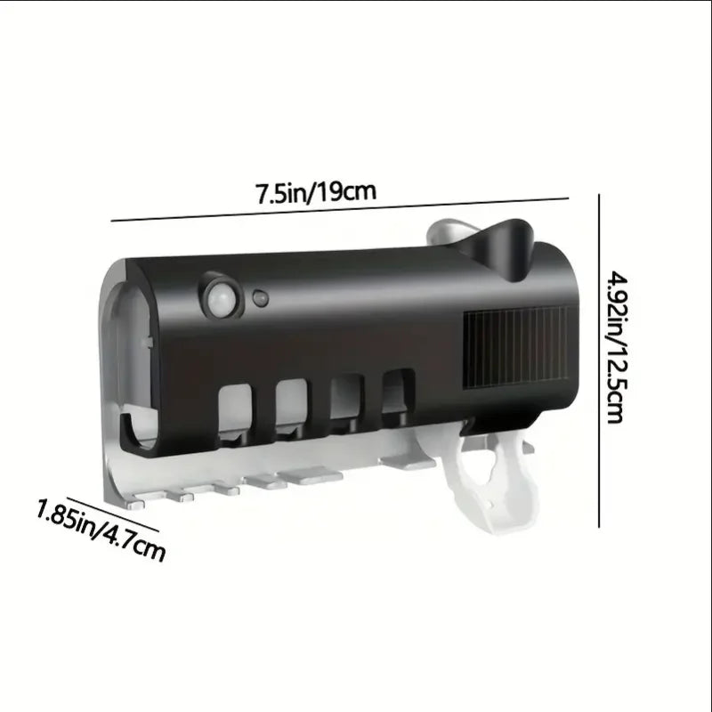 Support Mural avec Stérilisateur UV à énergie solaire pour Brosse à Dents , Dispenseur de Dentifrice