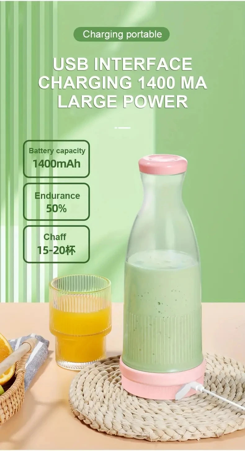 Mixeur Blender 6 lames pour Smoothie, Milkshake, portable et rechargeable par USB, Bouteille Sport.