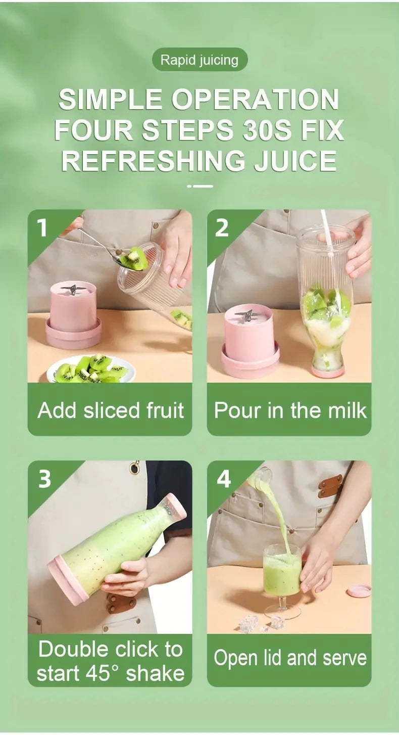 Mixeur Blender 6 lames pour Smoothie, Milkshake, portable et rechargeable par USB, Bouteille Sport.