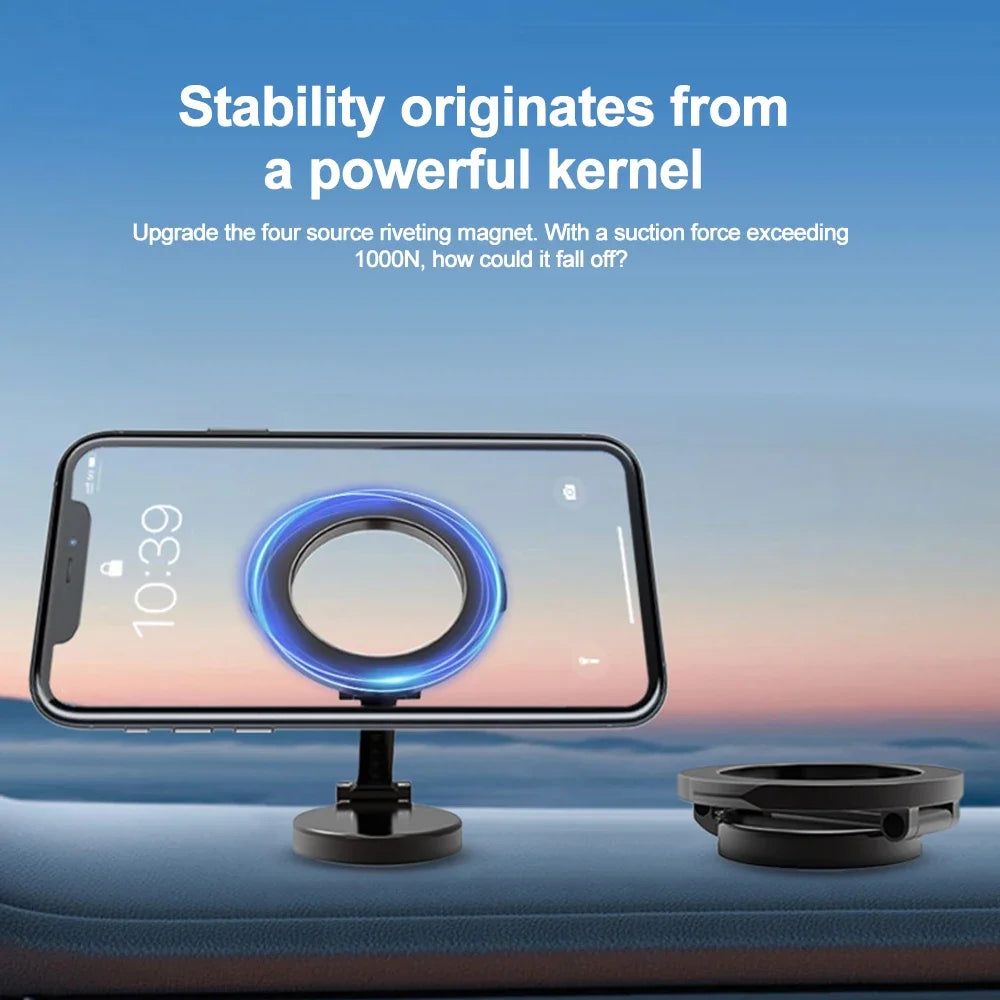 Support magnétique pliable MagSafe de smartphone pour voiture, rotation à 360 degrés ; pour iPhone 15, 14, 13, 12