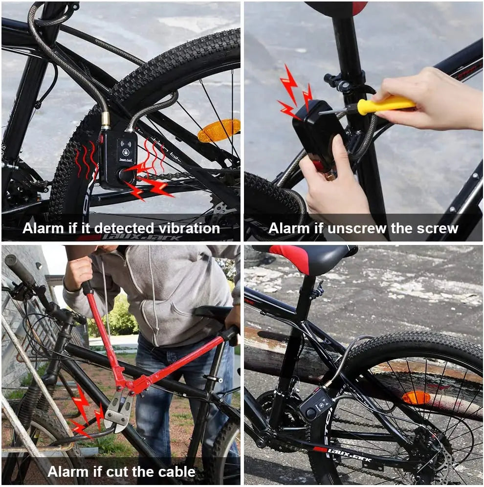 Antivol étanche sans clés pour vélo et moto avec alarme 110 dB, Verrouillage/déverrouillage par Bluetooth depuis votre smartphone.