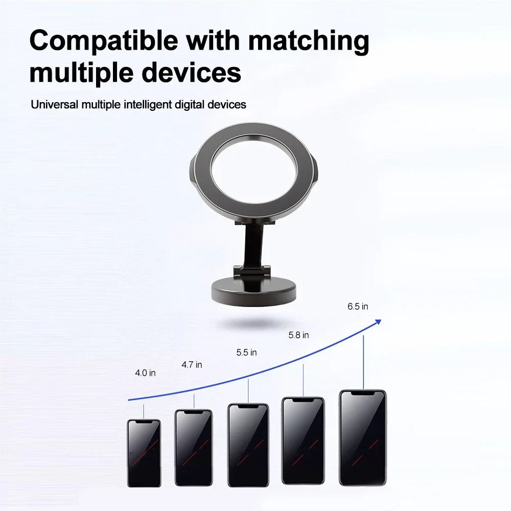 Support magnétique pliable MagSafe de smartphone pour voiture, rotation à 360 degrés ; pour iPhone 15, 14, 13, 12
