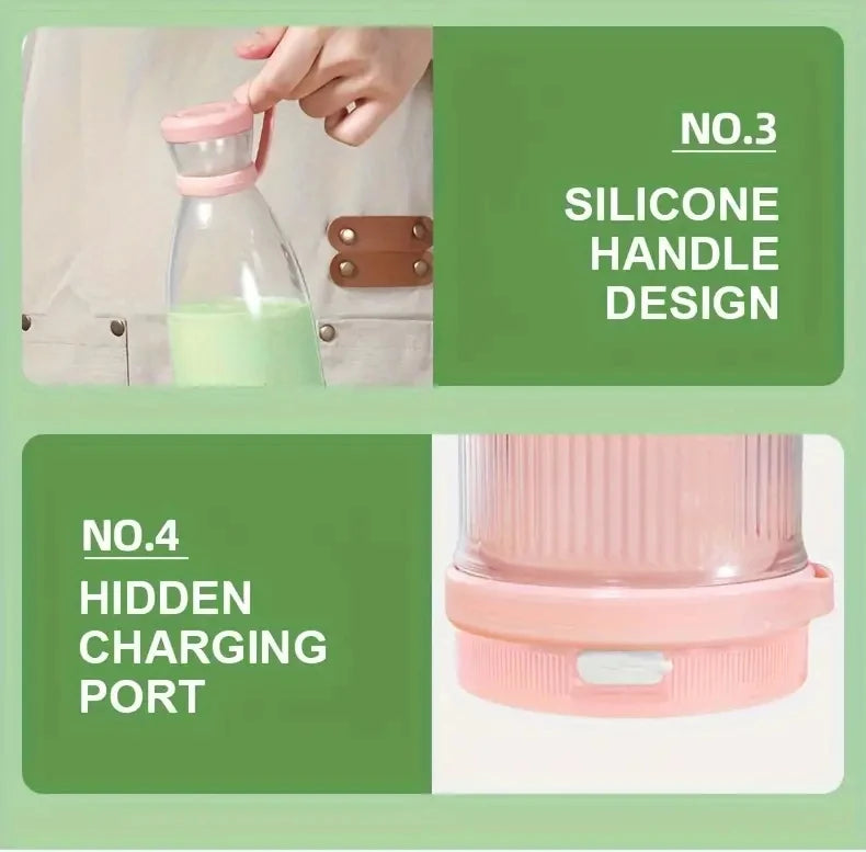 Mixeur Blender 6 lames pour Smoothie, Milkshake, portable et rechargeable par USB, Bouteille Sport.