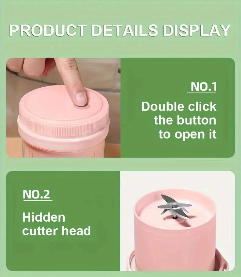 Mixeur Blender 6 lames pour Smoothie, Milkshake, portable et rechargeable par USB, Bouteille Sport.