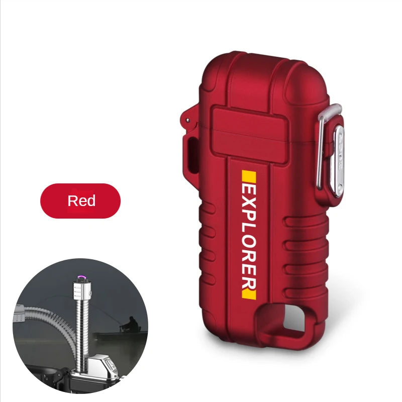 Briquet plasma sans flamme double arc étanche, rechargeable par USB, avec coupe-vent, pour l'extérieur.