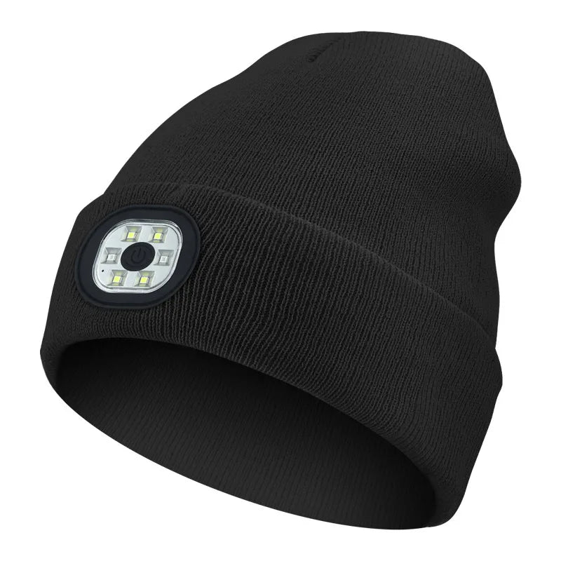 Bonnet avec lumière LED , unisexe,  rechargeable par USB.