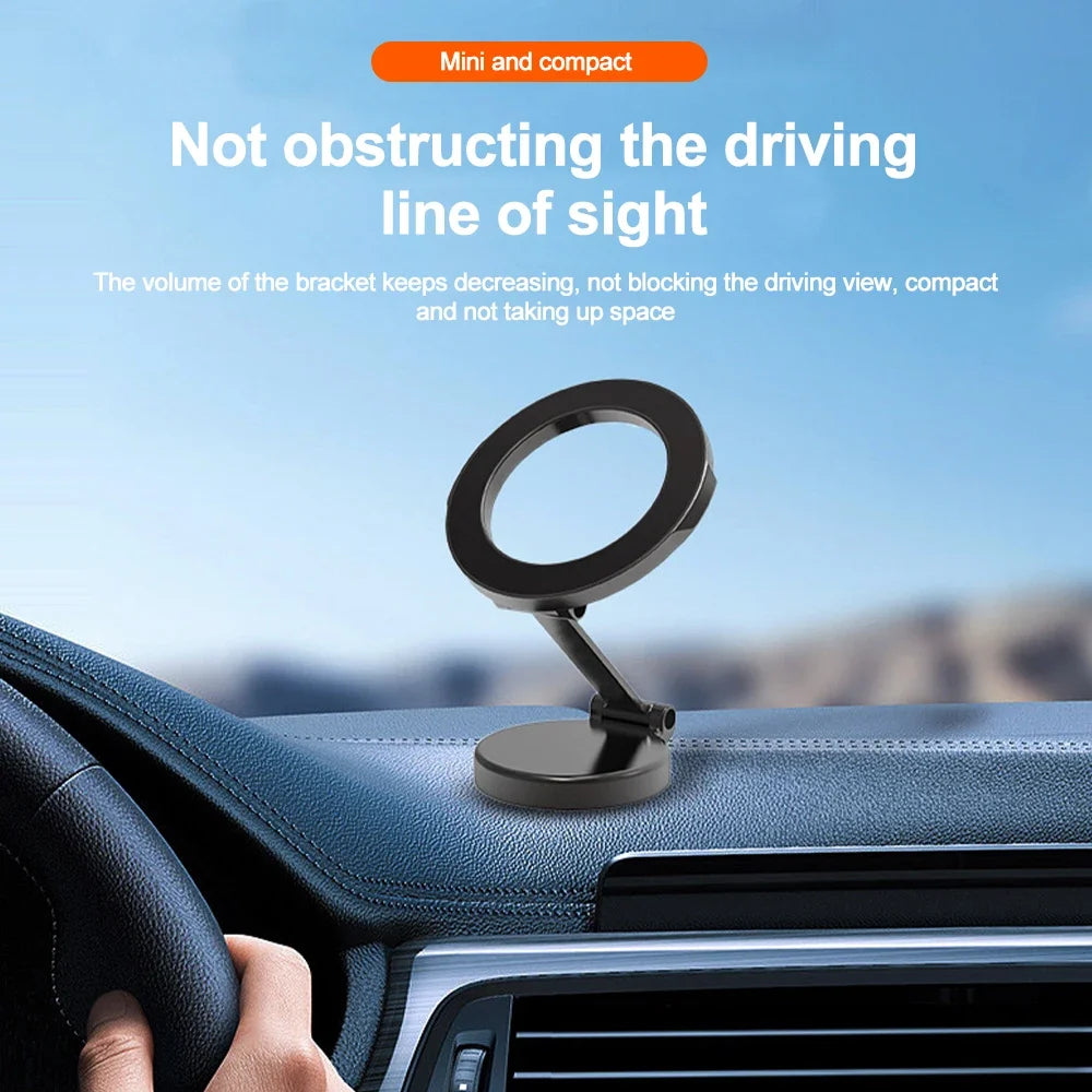 Support magnétique pliable MagSafe de smartphone pour voiture, rotation à 360 degrés ; pour iPhone 15, 14, 13, 12