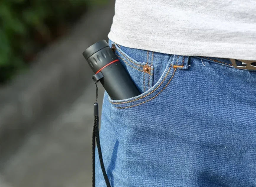 mini monoculaire HD 2000x25 pour extérieur, avec support pour smartphone, idéal pour le camping, les concerts, et l'observation de la nature.