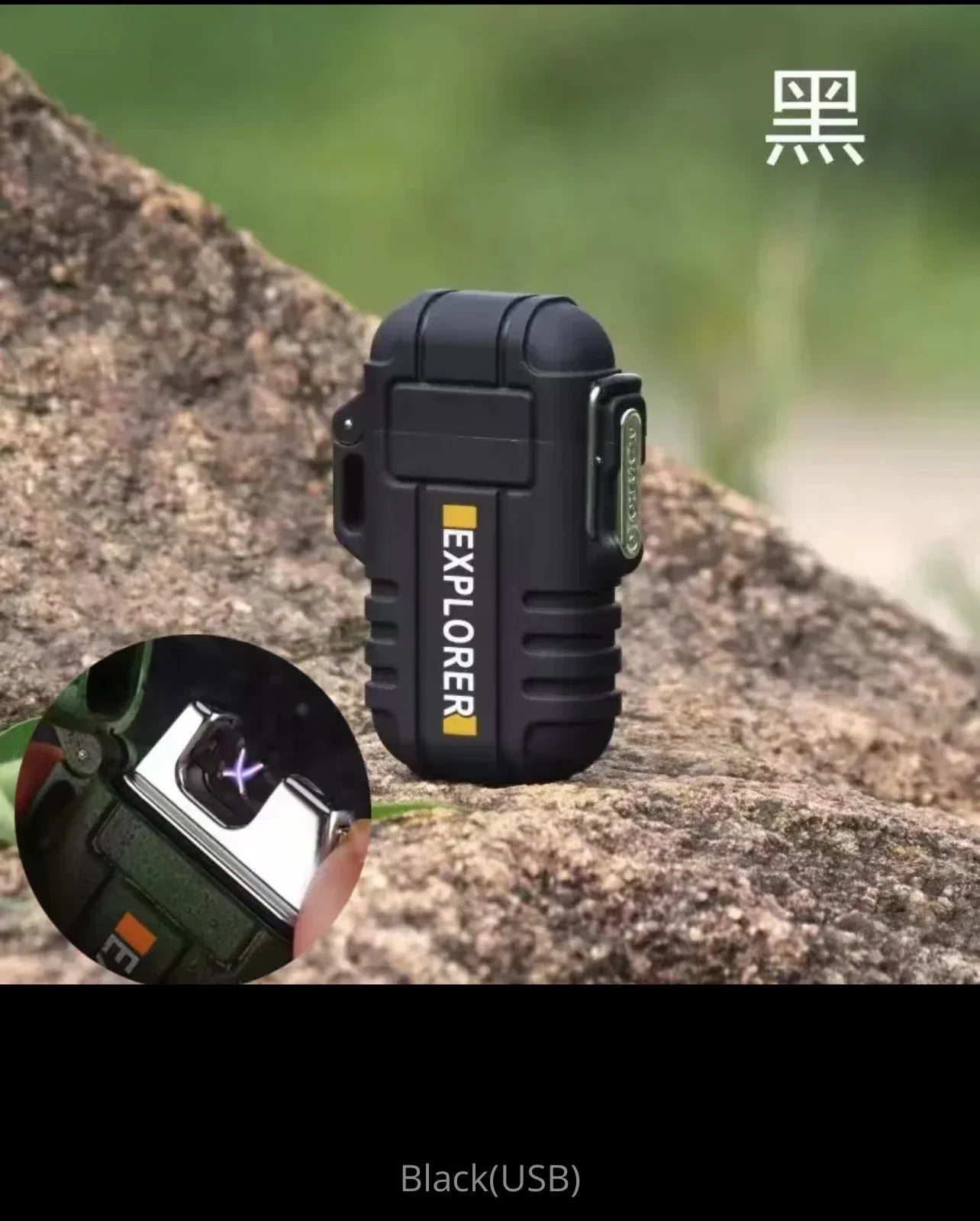 Briquet plasma sans flamme double arc étanche, rechargeable par USB, avec coupe-vent, pour l'extérieur.