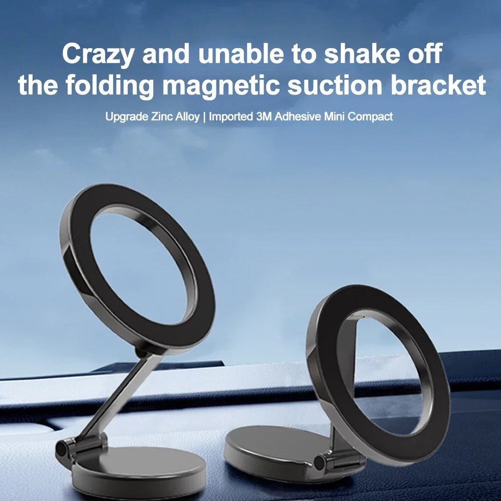 Support magnétique pliable MagSafe de smartphone pour voiture, rotation à 360 degrés ; pour iPhone 15, 14, 13, 12
