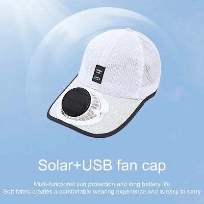 Outdoor Mesh Cap Solar Powered Charging Fan Cap Summer New Style Breathable Sunshade Sun Protection men's women's Adults