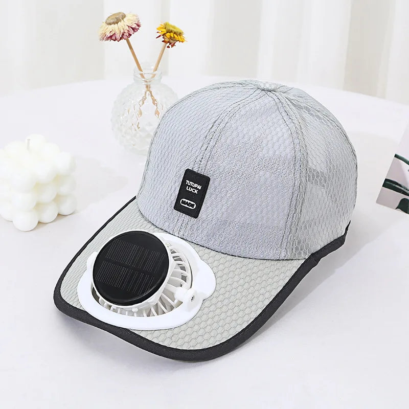 Outdoor Mesh Cap Solar Powered Charging Fan Cap Summer New Style Breathable Sunshade Sun Protection men's women's Adults
