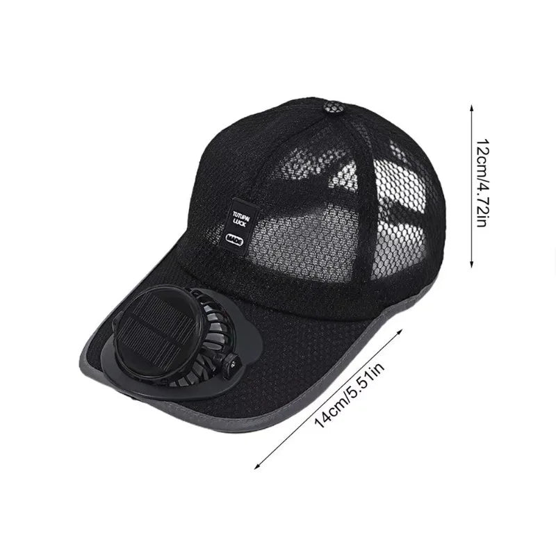 Outdoor Mesh Cap Solar Powered Charging Fan Cap Summer New Style Breathable Sunshade Sun Protection men's women's Adults