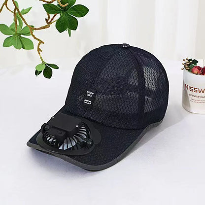 Summer Caps with Solar Powered Fan, Lightweight Baseball Cap for Men and Women, Breathable Mesh, Adjustable and Quick Drying