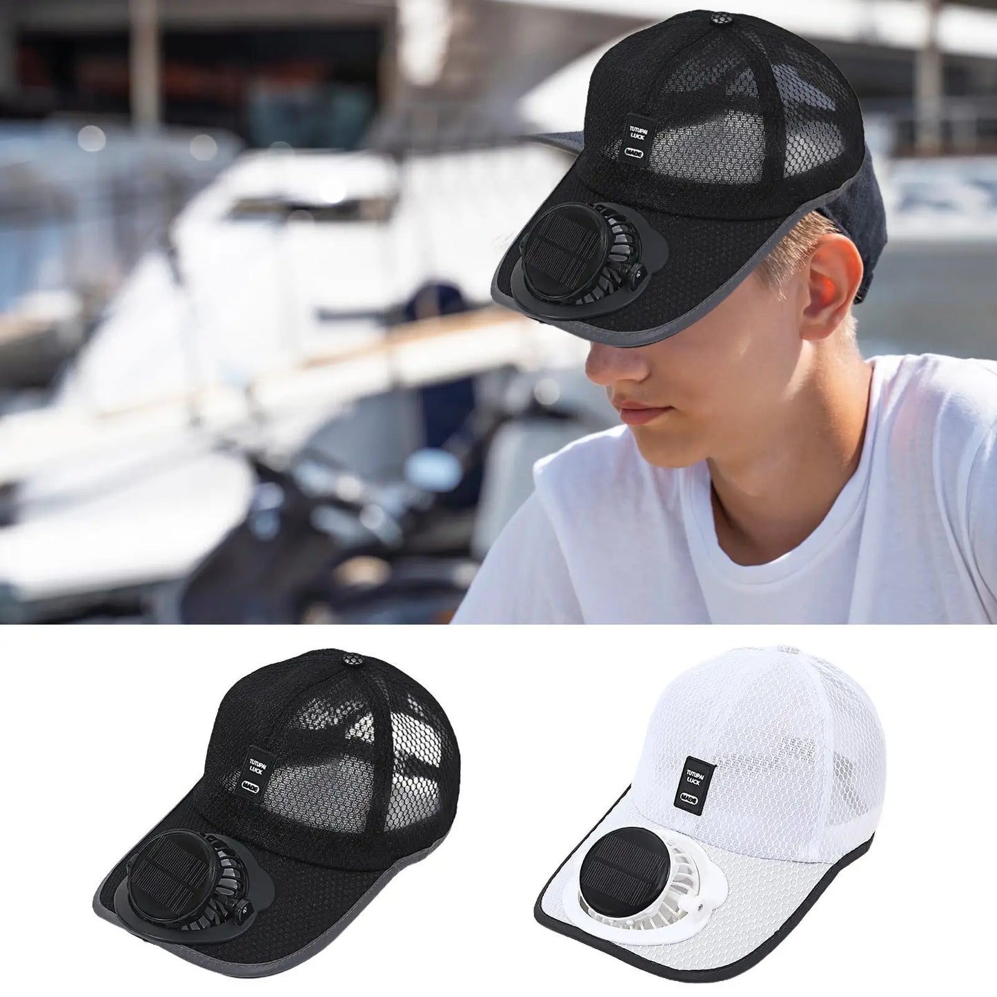 Outdoor Mesh Cap Solar Powered Charging Fan Cap Summer New Style Breathable Sunshade Sun Protection men's women's Adults