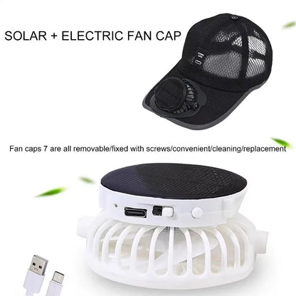 Outdoor Mesh Cap Solar Powered Charging Fan Cap Summer New Style Breathable Sunshade Sun Protection men's women's Adults