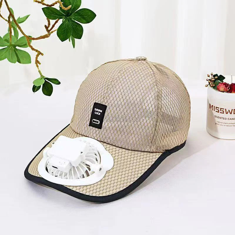 Summer Caps with Solar Powered Fan, Lightweight Baseball Cap for Men and Women, Breathable Mesh, Adjustable and Quick Drying