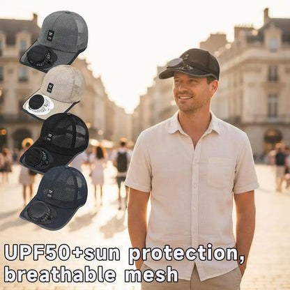 Casquette avec ventilateur intégré - Recharge solaire et USB