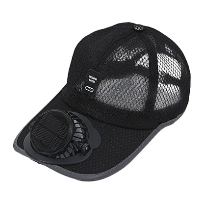 Outdoor Mesh Cap Solar Powered Charging Fan Cap Summer New Style Breathable Sunshade Sun Protection men's women's Adults