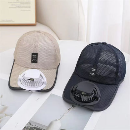 Summer Caps with Solar Powered Fan, Lightweight Baseball Cap for Men and Women, Breathable Mesh, Adjustable and Quick Drying