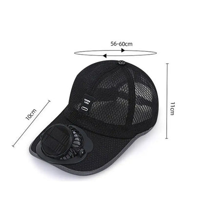 Casquette avec ventilateur intégré - Recharge solaire et USB