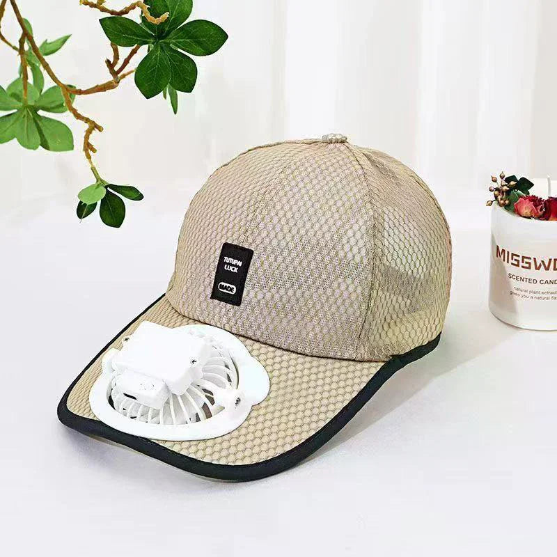 Summer Caps with Solar Powered Fan, Lightweight Baseball Cap for Men and Women, Breathable Mesh, Adjustable and Quick Drying