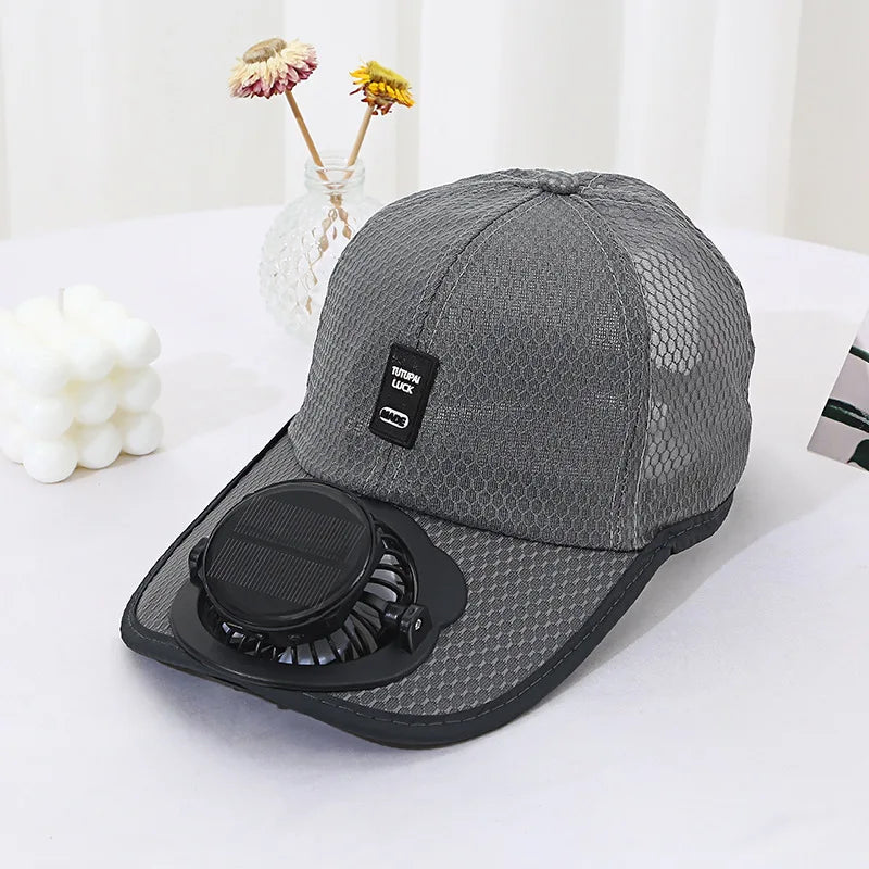 Outdoor Mesh Cap Solar Powered Charging Fan Cap Summer New Style Breathable Sunshade Sun Protection men's women's Adults