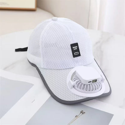 Summer Caps with Solar Powered Fan, Lightweight Baseball Cap for Men and Women, Breathable Mesh, Adjustable and Quick Drying