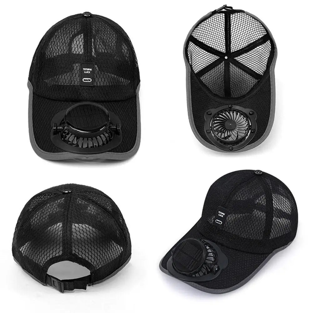 Casquette avec ventilateur intégré - Recharge solaire et USB