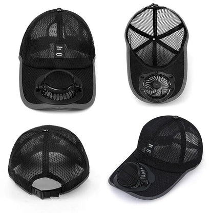 Casquette avec ventilateur intégré - Recharge solaire et USB