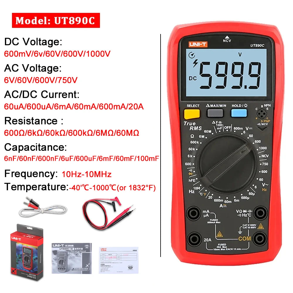 Multimètre professionnel UNI-T - Gamme complète UT890 à UT61