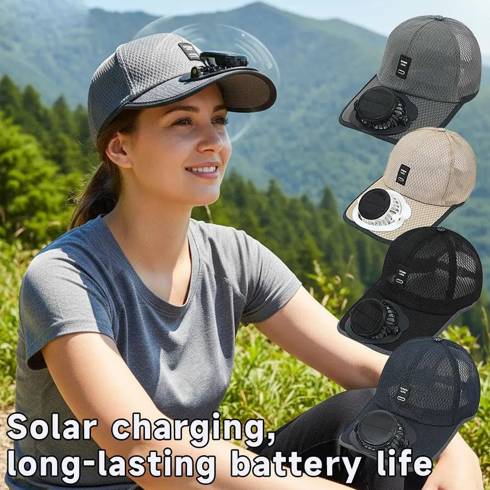Casquette avec ventilateur intégré - Recharge solaire et USB