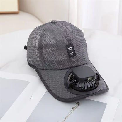 Summer Caps with Solar Powered Fan, Lightweight Baseball Cap for Men and Women, Breathable Mesh, Adjustable and Quick Drying