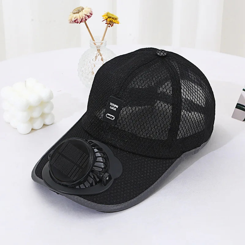 Outdoor Mesh Cap Solar Powered Charging Fan Cap Summer New Style Breathable Sunshade Sun Protection men's women's Adults
