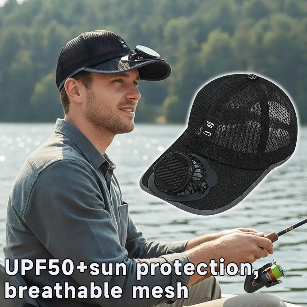 Casquette avec ventilateur intégré - Recharge solaire et USB