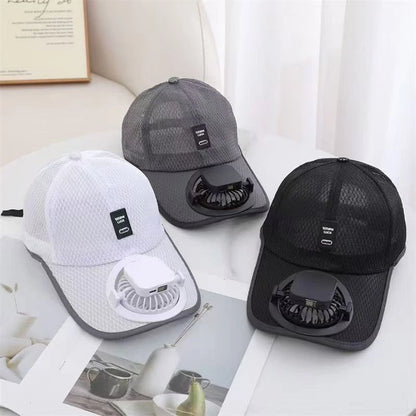 Summer Caps with Solar Powered Fan, Lightweight Baseball Cap for Men and Women, Breathable Mesh, Adjustable and Quick Drying