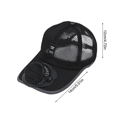 Outdoor Mesh Cap Solar Powered Charging Fan Cap Summer New Style Breathable Sunshade Sun Protection men's women's Adults