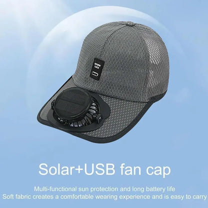 Casquette avec ventilateur intégré - Recharge solaire et USB