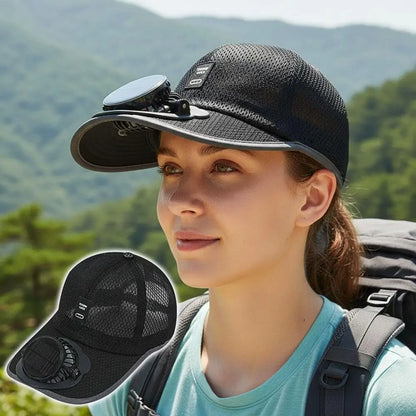 Casquette avec ventilateur intégré - Recharge solaire et USB