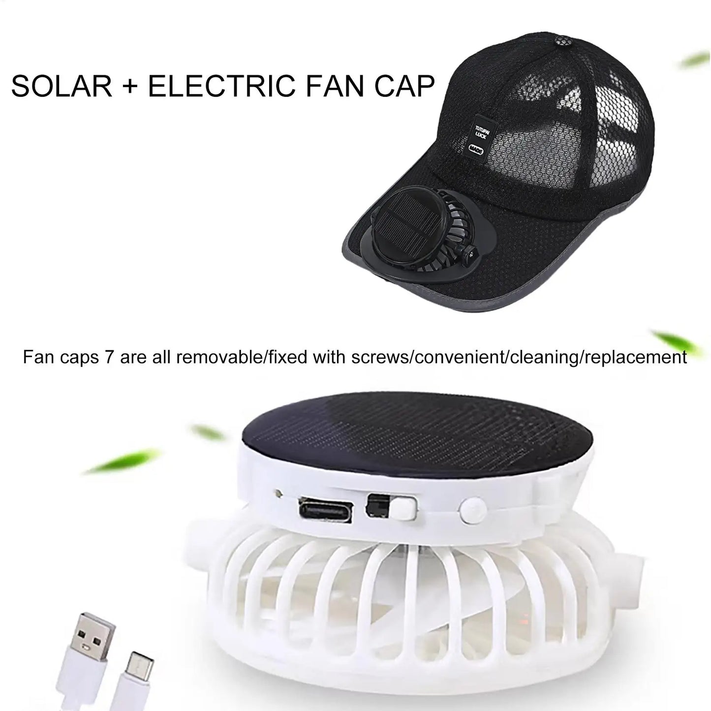 Outdoor Mesh Cap Solar Powered Charging Fan Cap Summer New Style Breathable Sunshade Sun Protection men's women's Adults