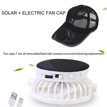 Outdoor Mesh Cap Solar Powered Charging Fan Cap Summer New Style Breathable Sunshade Sun Protection men's women's Adults