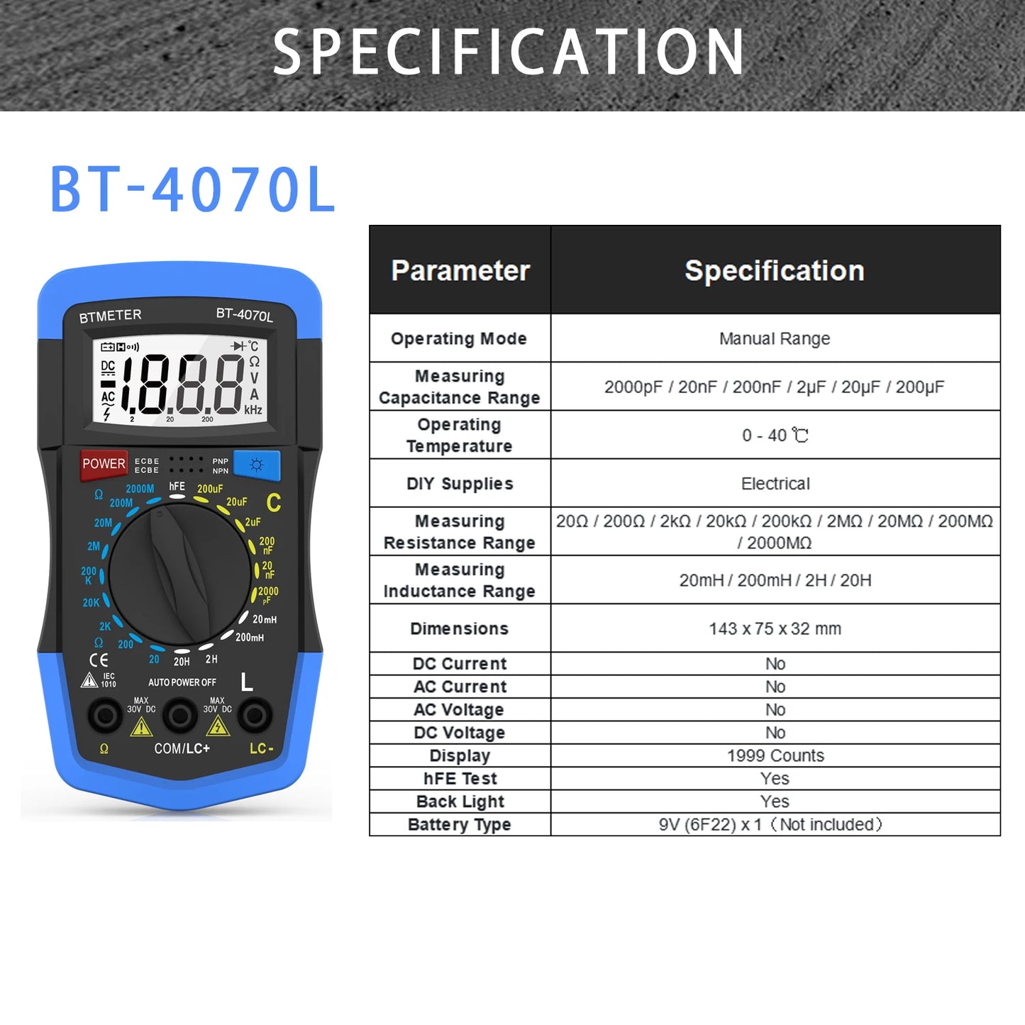 BTMETER True RMS Digital Multimeter,Precision Multimeter,Profession Insulation Tester Voltage Meter Diode Test NCV，770 Series