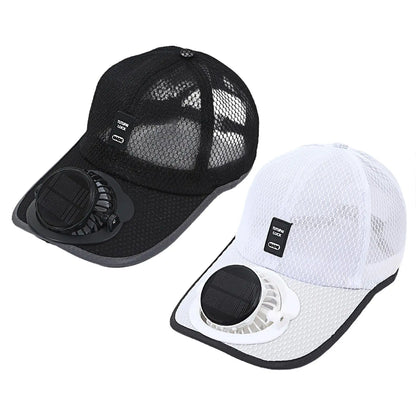 Outdoor Mesh Cap Solar Powered Charging Fan Cap Summer New Style Breathable Sunshade Sun Protection men's women's Adults