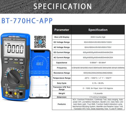 BTMETER True RMS Digital Multimeter,Precision Multimeter,Profession Insulation Tester Voltage Meter Diode Test NCV，770 Series